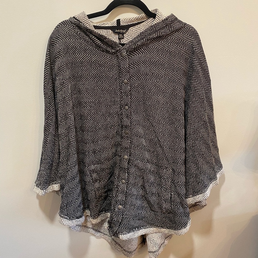 Button up hooded poncho